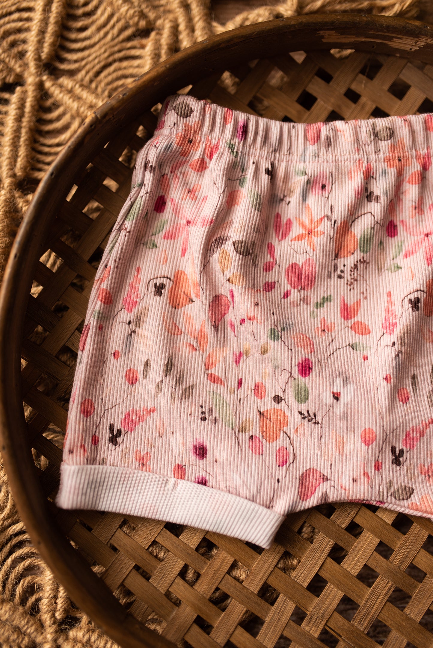 Blush Florals Ribbed Jersey Harem Shorts