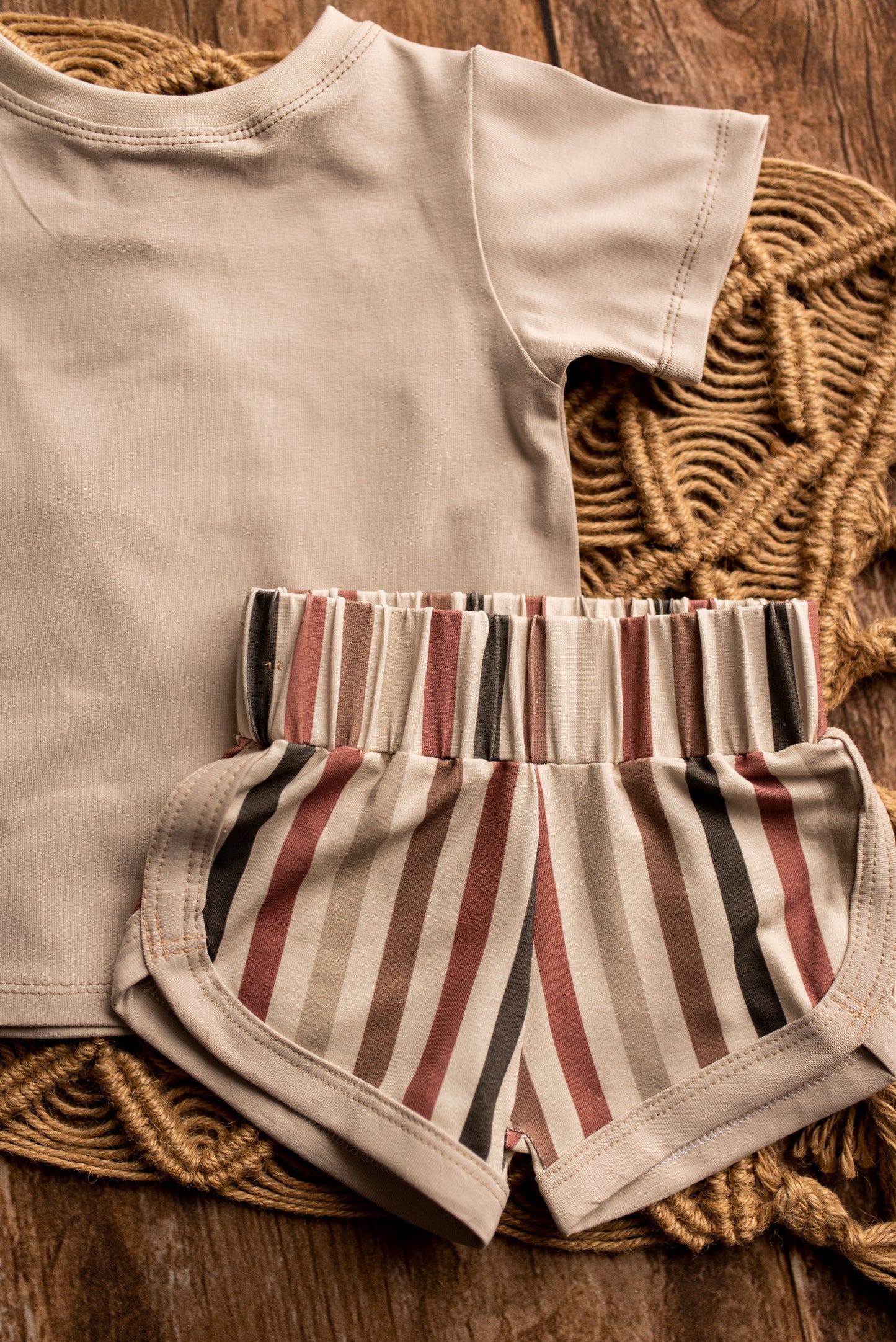 *READY TO SHIP* Choc-Ice Organic Jersey T-Shirt & Retro Shorts Set