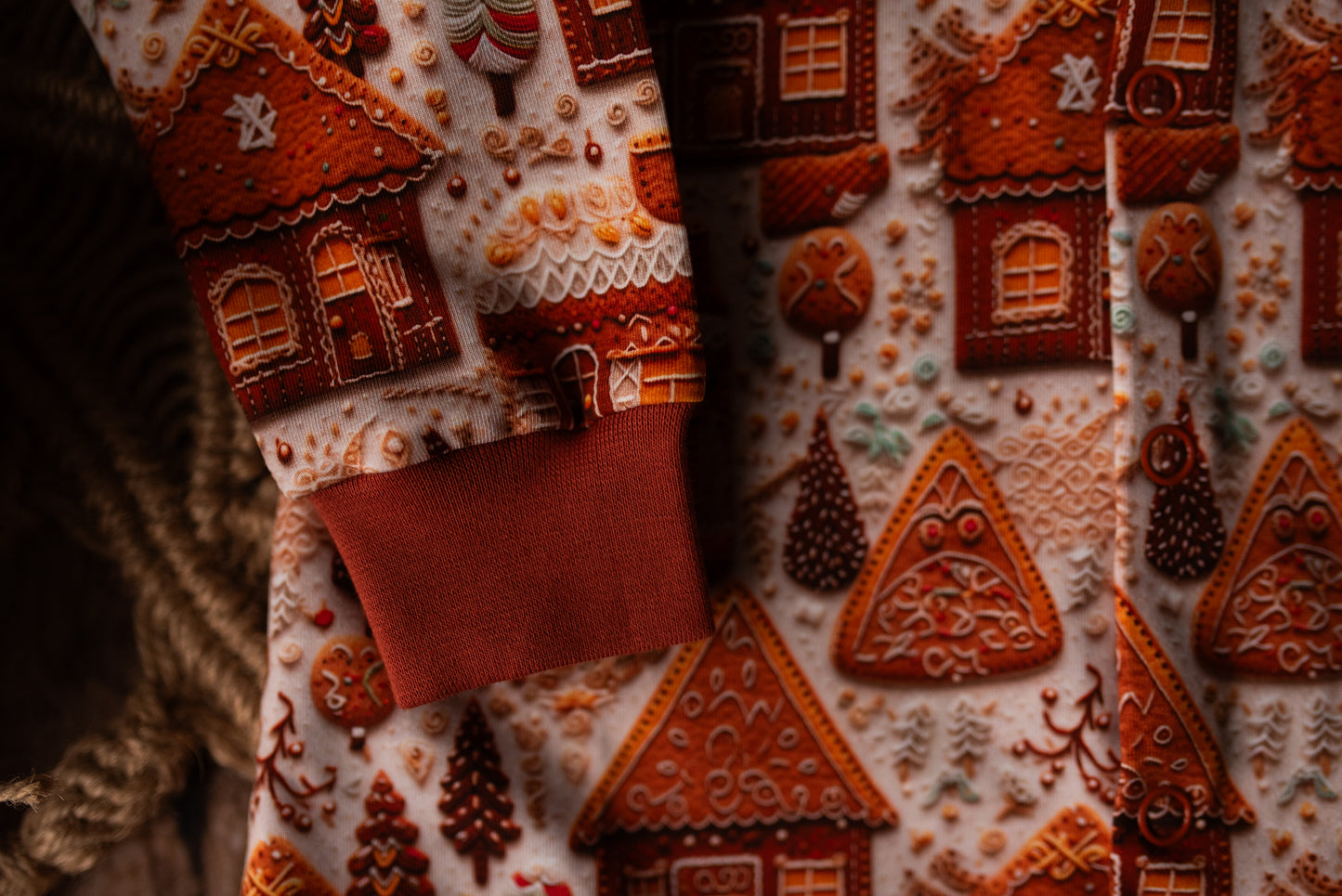 Gingerbread Lane Cuffed Romper