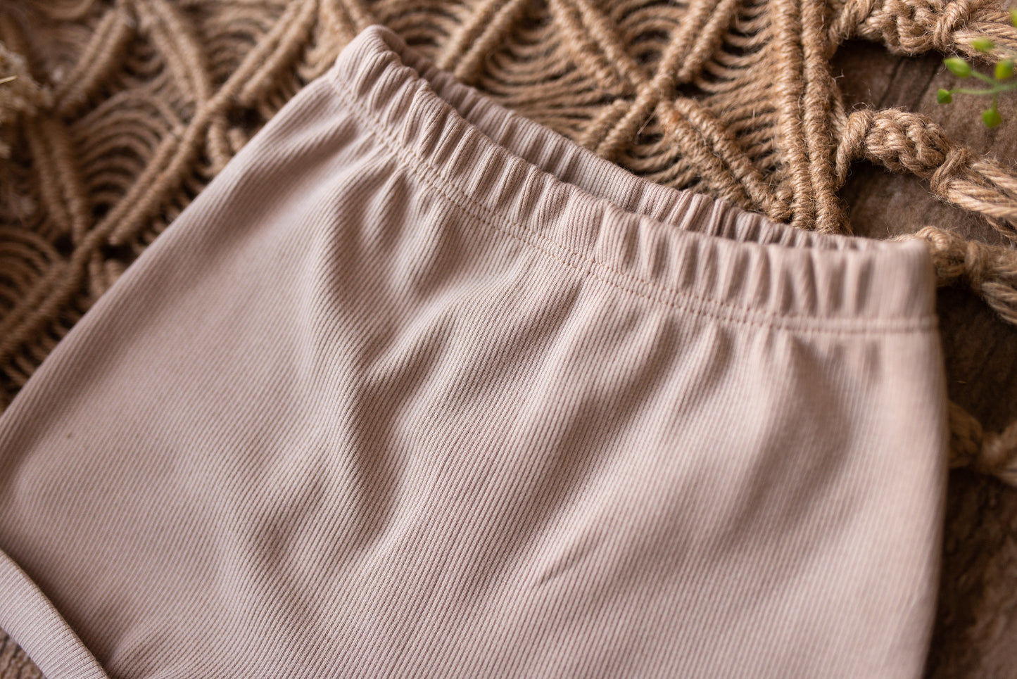 Latte Organic Ribbed Jersey Harem Shorts