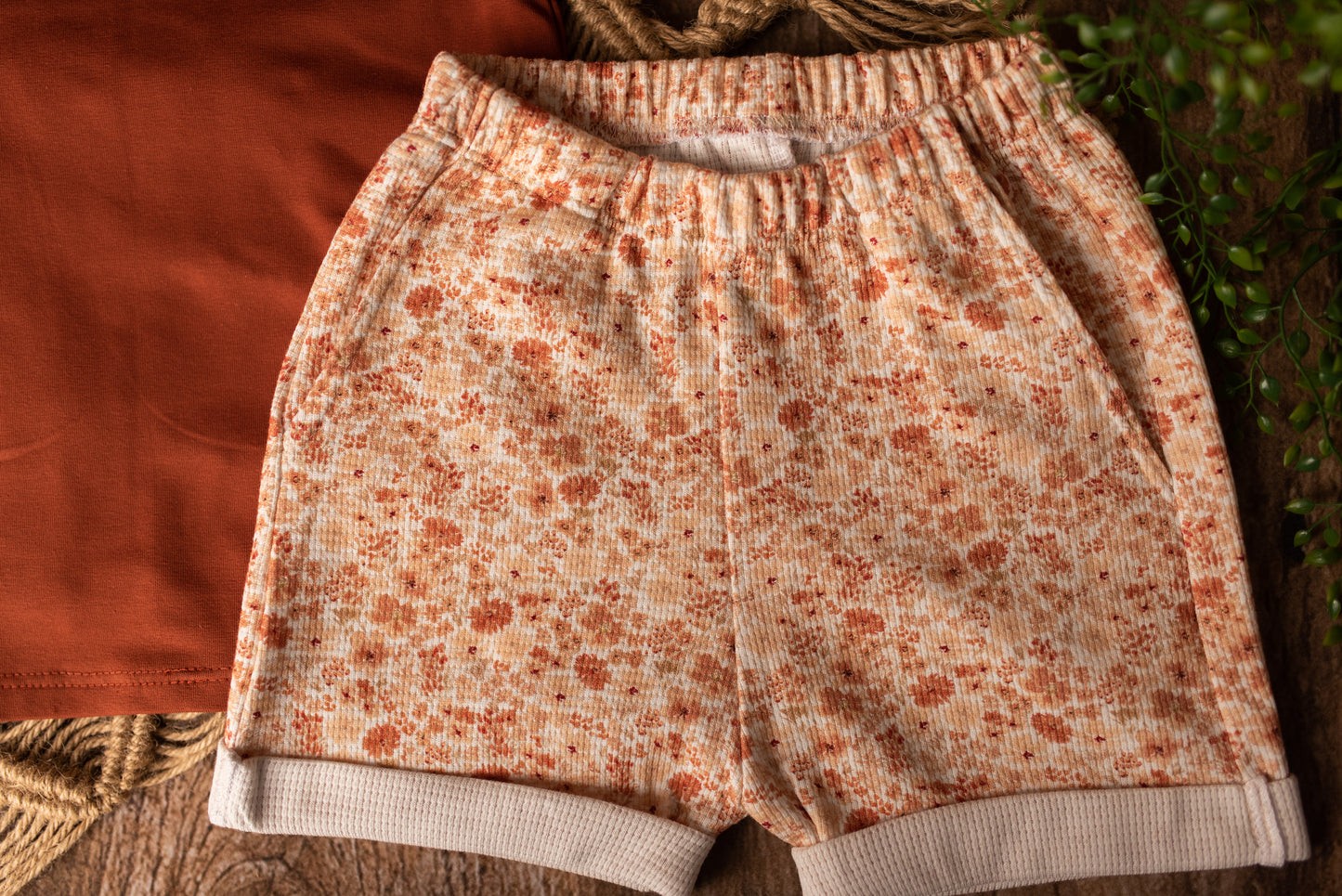 Coral Blooms T-Shirt & Vintage Shorts Set