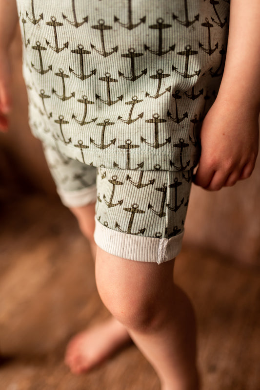 Anchors Away Ribbed Jersey Harem Shorts