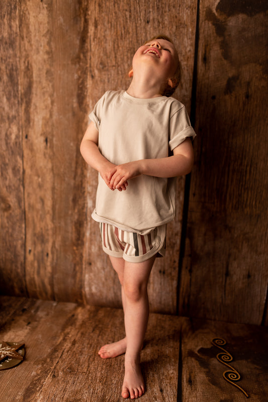 *READY TO SHIP* Choc-Ice Organic Jersey T-Shirt & Retro Shorts Set