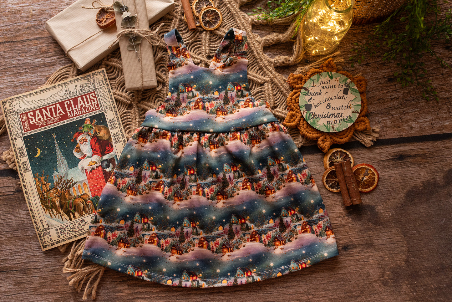 Christmas Village Pinafore Dress 18-24 months