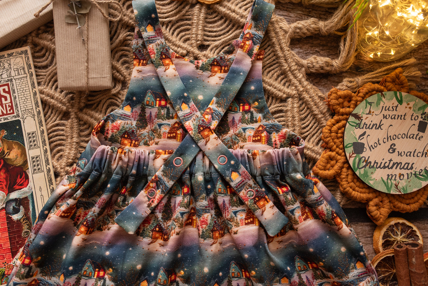 Christmas Village Pinafore Dress 18-24 months