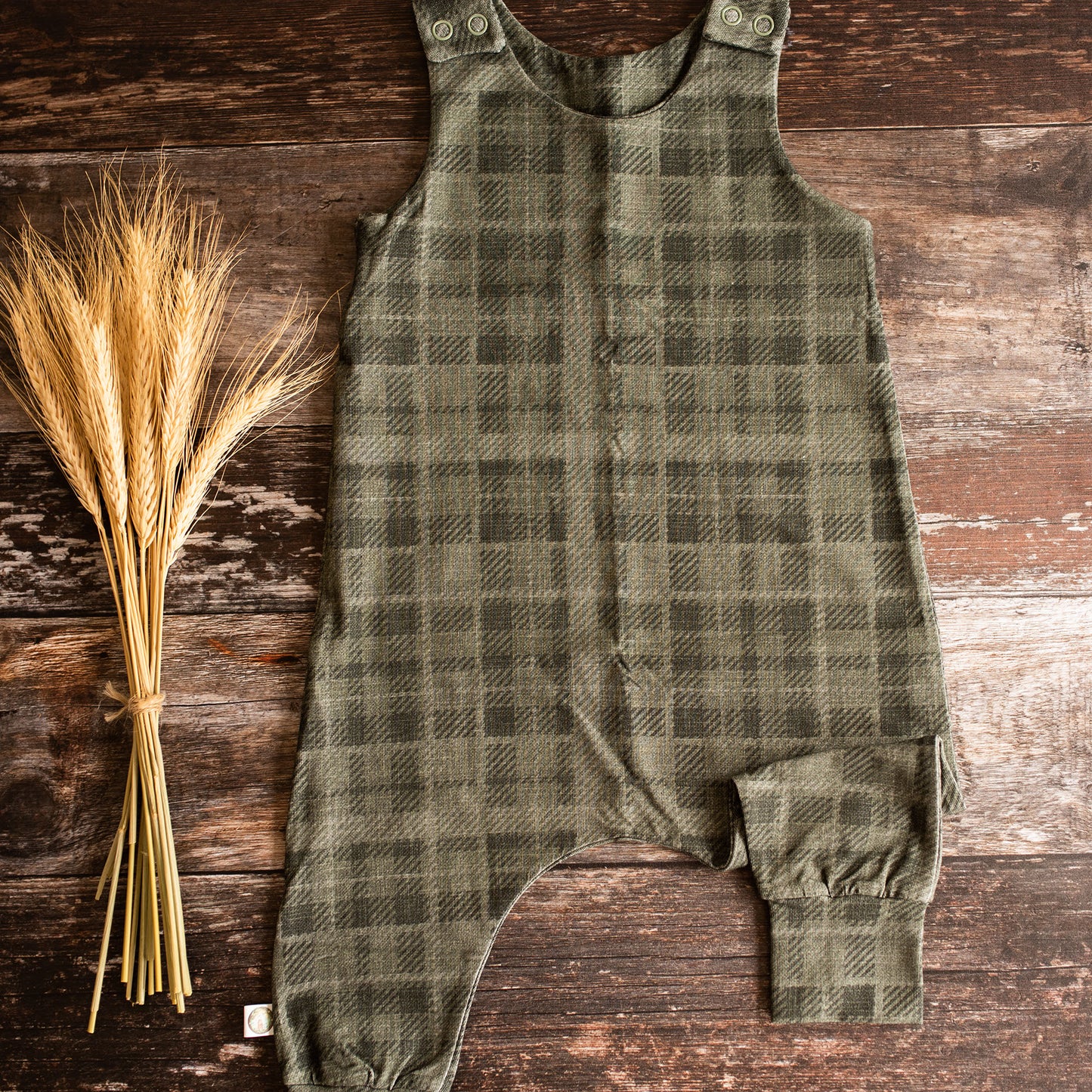 9-12 months Green Tweed Overalls