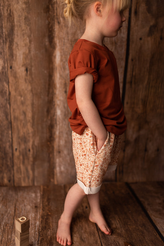 Coral Blooms T-Shirt & Vintage Shorts Set