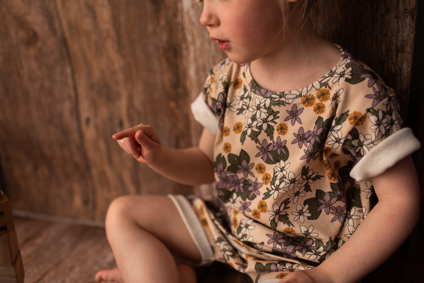 Lily Organic Ribbed Jersey T-Shirt & Harem Shorts Set